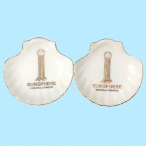 Lot of 2 1982 World’s Fair Scallop Candy Dish Knoxville Tennessee Sunsphere